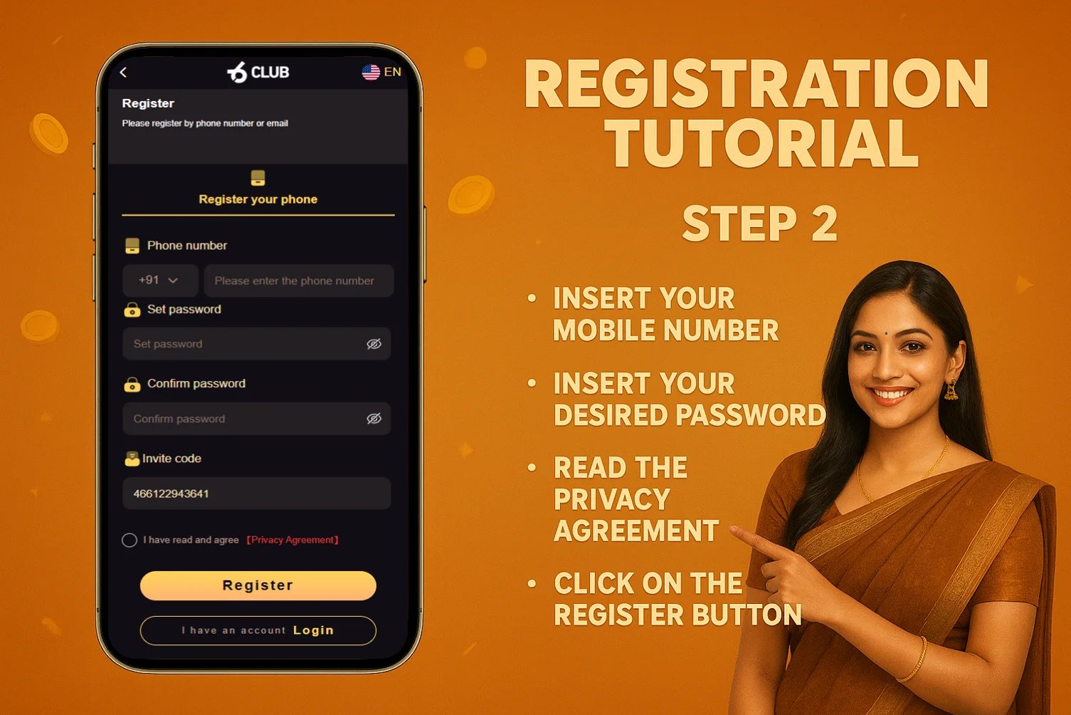 6 Club registration tutorial — step 2